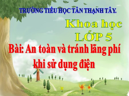 Bài giảng Khoa học Lớp 5 - Bài: An toàn và tránh lãng phí khi sử dụng điện - Năm học 2019-2020 - Trường Tiểu học Tân Thạnh Tây