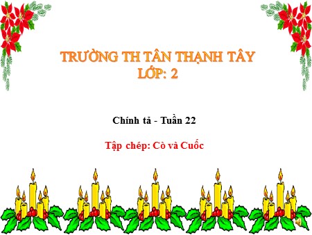 Bài giảng Tiếng Việt Lớp 2 - Chính tả: Cò và cuốc - Trường Tiểu học Tân Thạnh Tây