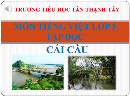 Bài giảng Tiếng Việt Lớp 3 - Tập đọc: Cái cầu - Trường Tiểu học Tân Thạnh Tây