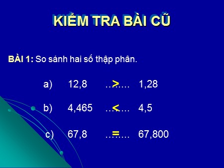 Bài giảng Toán Khối 5 - Bài Luyện tập