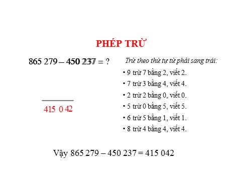 Bài giảng Toán Lớp 2 - Bài: Phép trừ