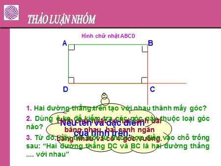 Bài giảng Toán Lớp 4 - Bài: Hai đường thẳng vuông góc