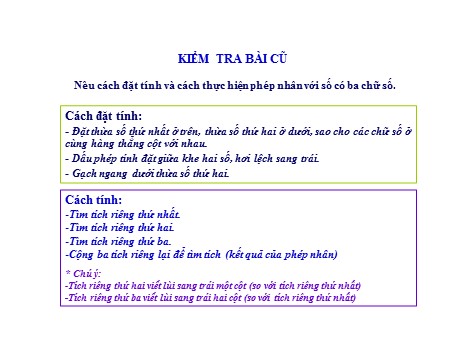 Bài giảng Toán Lớp 4 - Bài: Nhân với số có ba chữ số (Tiếp theo)