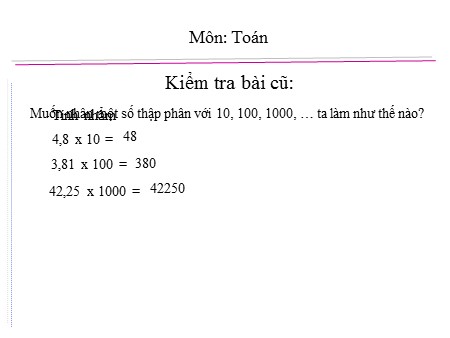 Bài giảng Toán Lớp 5 - Tiết 57: Luyện tập