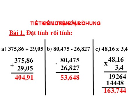 Bài giảng Toán Lớp 5 - Tiết 61: Luyện tập chung