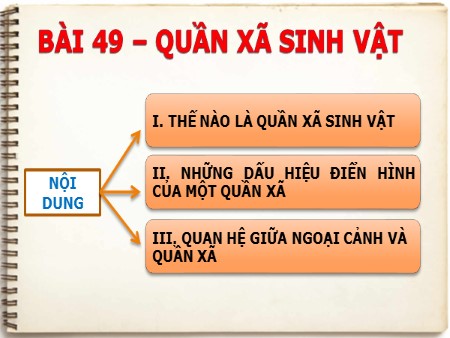 Bài giảng Sinh học Lớp 9 - Bài 49: Quần xã sinh vật