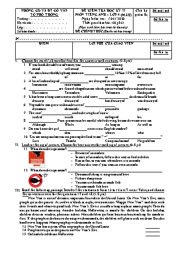 Đề kiểm tra học kì II môn Tiếng Anh Lớp 9 - Năm học 2019-2020