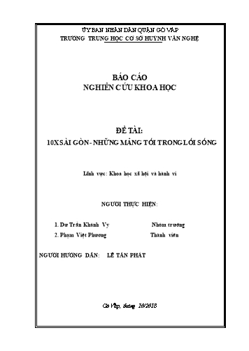 Đề tài 10X Sài Gòn - Những mảng tối trong lối sống