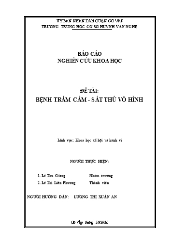 Đề tài Bệnh trầm cảm - Sát thủ vô hình