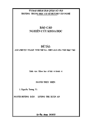 Đề tài Câu chuyện về giới tính thứ ba - Phép giải của tuổi học trò