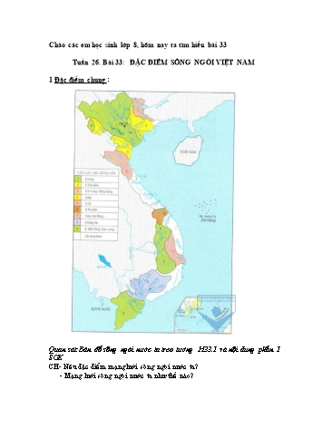 Giáo án Địa lí Lớp 8 - Bài 33: Đặc điểm sông ngòi Việt Nam