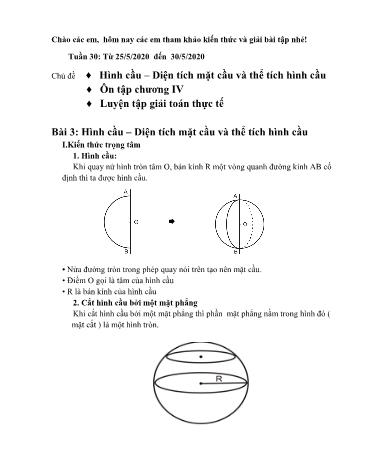 Giáo án Hình học Lớp 9 - Tuần 30