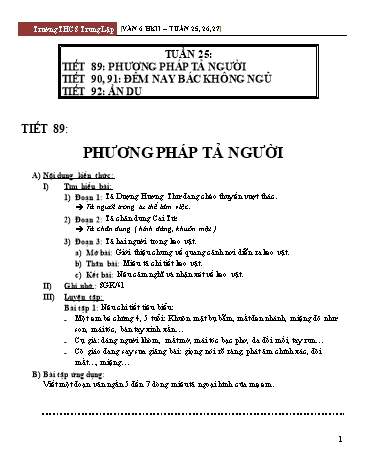 Giáo án học kì II Ngữ văn Lớp 6 - Tuần 25 đến 27 - Trường THCS Trung Lập