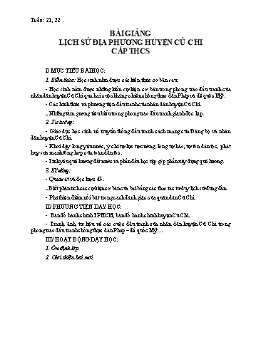 Giáo án Lịch sử địa phương huyện Củ Chi cấp THCS