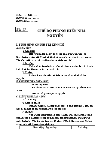 Giáo án Lịch sử Lớp 7 - Bài 27: Chế độ phong kiến nhà Nguyễn