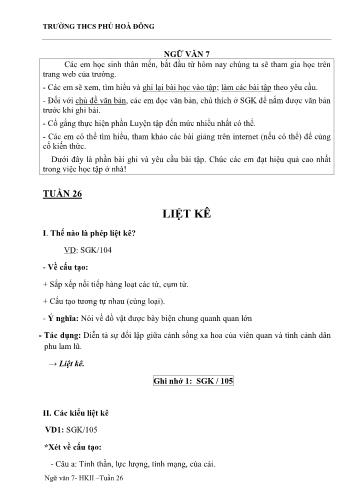 Giáo án Ngữ văn Lớp 7 - Tuần 26 - Trường THCS Phú Hòa Đông