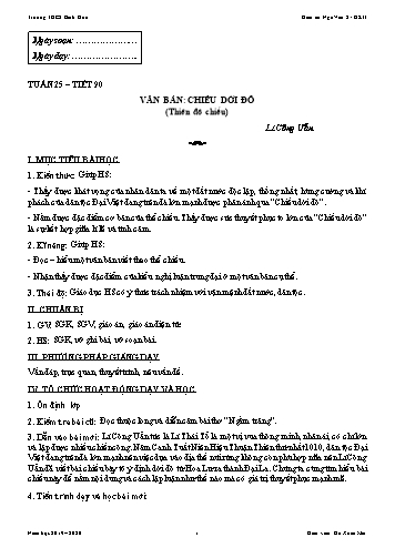 Giáo án Ngữ văn Lớp 8 - Tiết 90: Văn bản: Chiếu dời đô - Trường THCS Bình Hòa