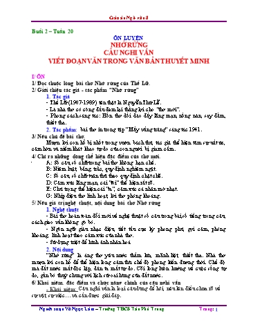 Giáo án Ngữ văn Lớp 8 - Tuần 20 đến 35 - Võ Ngọc Lâm