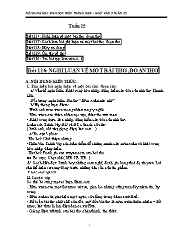 Giáo án Ngữ văn Lớp 9 - Tuần 25