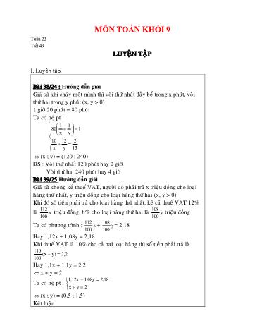 Giáo án Toán Khối 9 - Tuần 22