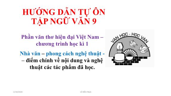 Hưỡng dẫn tự ôn tập môn Ngữ văn Lớp 9 - Phần văn thơ hiện đại Việt Nam