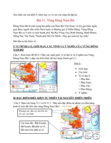 Ôn tập Địa lí Lớp 9 - Bài 31: Vùng Đông Nam Bộ