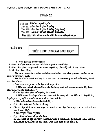 Ôn tập học kì II môn Ngữ văn Lớp 9 - Tuần 22