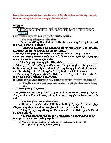 Ôn tập môn Sinh học Lớp 9 - Tuần 27