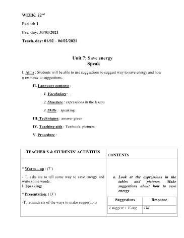 Ôn tập môn Tiếng Anh Lớp 9 - Unit 7: Save energy