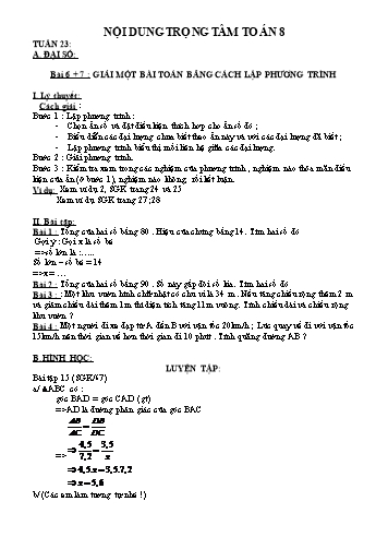 Ôn tập môn Toán Khối 8 - Tuần 23