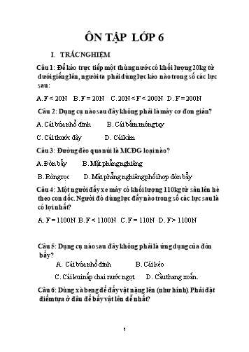 Ôn tập môn Vật lý Lớp 6