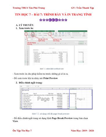 Ôn tập Tin học Lớp 7- Bài 7: Trình bày và in trang tính - Trần Thanh Lập