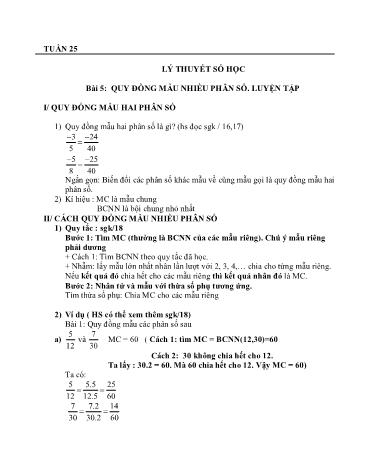 Ôn tập Toán Lớp 6 - Tuần 25