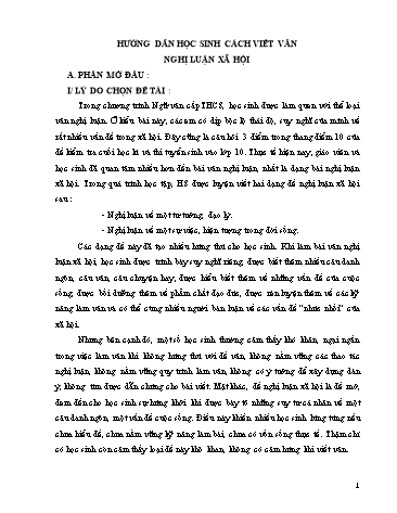 Sáng kiến kinh nghiệm Hướng dẫn học sinh cách viết văn nghị luận xã hội