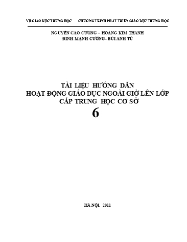 Tài liệu hướng dẫn hoạt động giáo dục ngoài giờ lên lớp cấp trung học cơ sở