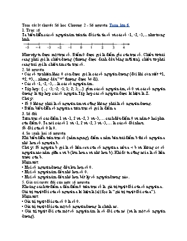 Tóm tắt lý thuyết Số học Lớp 6 - Chương 2: Số nguyên