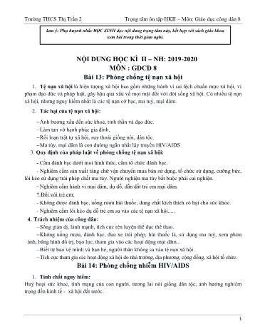 Trọng tâm ôn tập học kì II môn Giáo dục công dân Lớp 8 - Năm học 2019-2020 - Trường THCS Thị Trấn 2