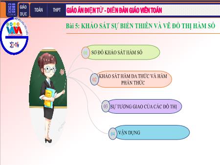 Bài giảng Giải tích Lớp 12 - Chương I: Ứng dụng đạo hàm khảo sát và vẽ đồ thị hàm số - Tiết 15. Bài 5: Khảo sát sự biến thiên và vẽ đồ thị của hàm số Bài giảng Giải tích Lớp 12 - Chương I: Ứng dụng đạo hàm khảo sát và vẽ đồ thị hàm số - Tiết 15. Bài 5: Khảo sát sự biến thiên và vẽ đồ thị của hàm số
