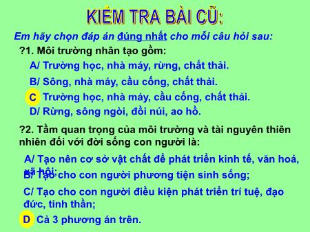 Bài giảng Giáo dục công dân Lớp 7 - Bài 14: Bảo vệ môi trường và tài nguyên thiên nhiên (Tiết 2)