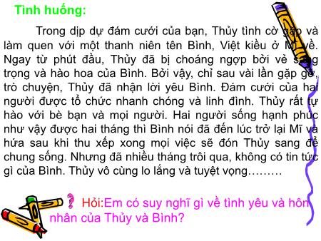 Bài giảng Giáo dục công dân Lớp 9 - Bài 12: Quyền và nghĩa vụ của công dân trong hôn nhân Bài giảng Giáo dục công dân Lớp 9 - Bài 12: Quyền và nghĩa vụ của công dân trong hôn nhân