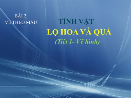 Bài giảng Mĩ thuật Lớp 9 - Bài 2: Vẽ theo mẫu tĩnh vật Lọ hoa và quả (Vẽ hình)