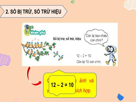 Bài giảng môn Toán Lớp 2 (Kết nối tri thức) - Chủ đề 1: Ôn tập và bổ sung - Bài 3. Phần 2: Số bị trừ, số trừ, hiệu - Năm học 2024-2025