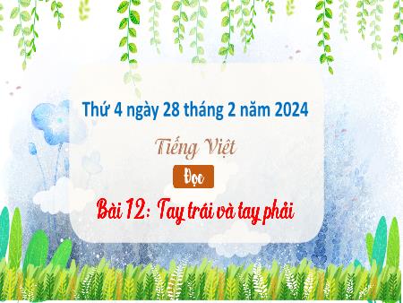 Bài giảng Tiếng Việt Lớp 3 (Kết nối tri thức) - Chủ điểm: Bài học từ cuộc sống - Bài 12: Tay trái tay phải (Đọc) - Năm học 2023-2024