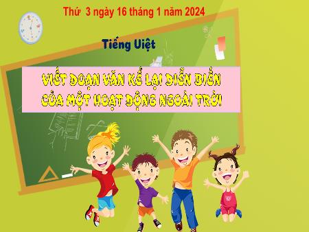 Bài giảng Tiếng Việt Lớp 3 (Kết nối tri thức) - Chủ điểm: Những sắc màu thiên nhiên - Bài 2: Viết đoạn văn kể lại diễn biến của một hoạt động ngoài trời - Năm học 2023-2024