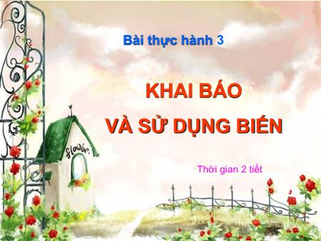 Bài giảng Tin học 8 - Bài thực hành 3: Khai báo và sử dụng biến