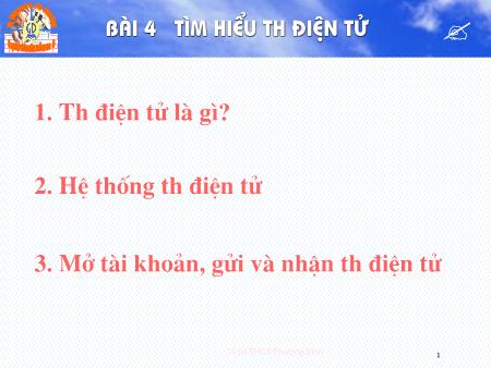 Bài giảng Tin học 9 - Bài 4: Tìm hiểu thư điện tử