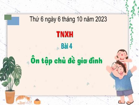 Bài giảng Tự nhiên và Xã hội Lớp 3 (Kết nối tri thức) - Chủ đề 1: Gia đình - Bài 4: Ôn tập chủ đề gia đình - Năm học 2023-2024
