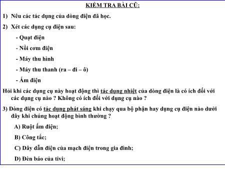 Bài giảng Vật lý Lớp 7 - Bài 23: Tác dụng từ, tác dụng hoá học và tác dụng sinh lí của dòng điện