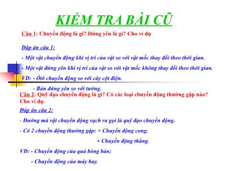 Bài giảng Vật lý Lớp 8 - Bài 2: Vận tốc