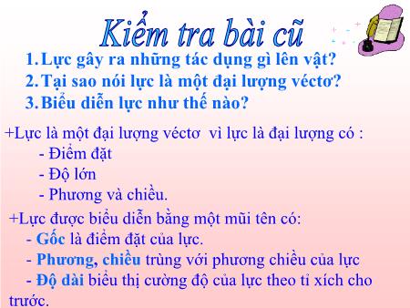 Bài giảng Vật lý Lớp 8 - Bài 5: Sự cân bằng lực. Quán tính